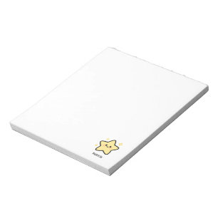 Bloco De Notas Monograma de estrela kawaii amarelo caprichoso fof