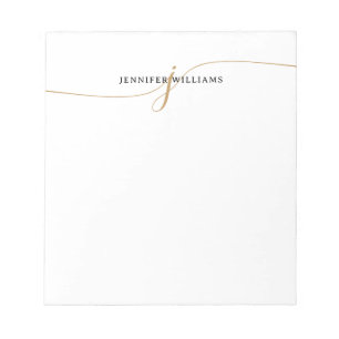 Bloco De Notas Monograma de Letra com Grafia Dourada Minimalista