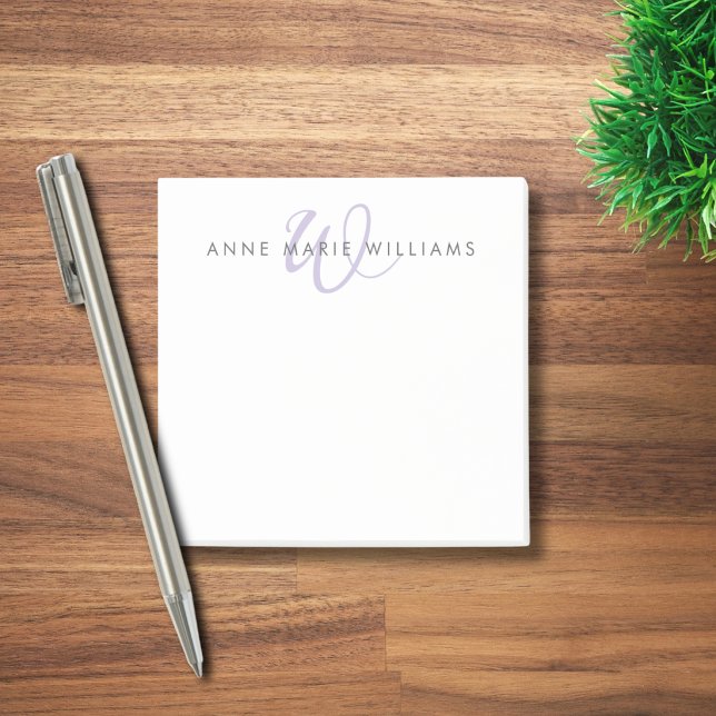 Bloco De Notas Monograma de Letra com Grafia Moderna em Lavanda (Criador carregado)