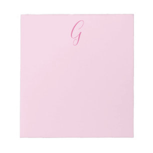 Bloco De Notas Monograma de Letra Inicial Rosa Claro Simples Chic