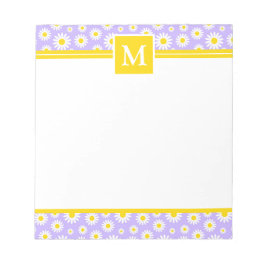 Bloco De Notas Monograma de Margaridas Roxas de Primavera