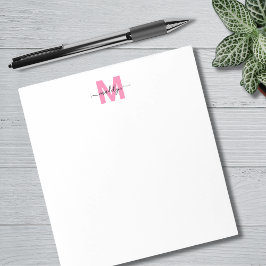 Bloco De Notas Monograma de Nome com Caligrafia Simples Rosa Meni