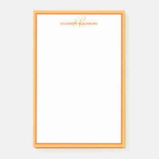 Bloco De Notas Monograma de Nome Personalizado Inicial Laranja Ch