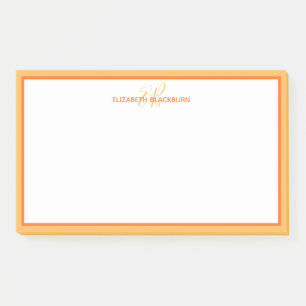 Bloco De Notas Monograma de Nomes Personalizados Laranja