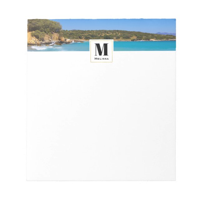 Bloco De Notas Monograma de Paraíso Tropical de Praia Exótica (Frente)