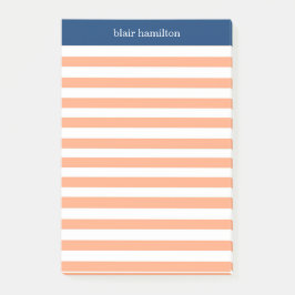 Bloco De Notas Monograma de Peach Striped