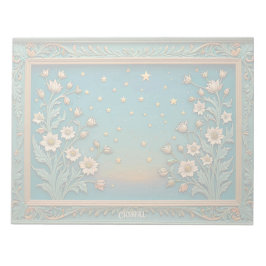 Bloco De Notas Monograma de Prisão de Teal de Flor Selvagem Whims