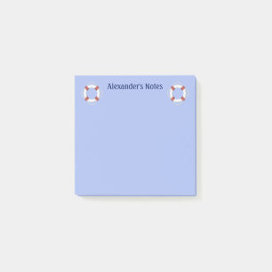 Bloco De Notas Monograma de protetor de vida náutico azul marinho