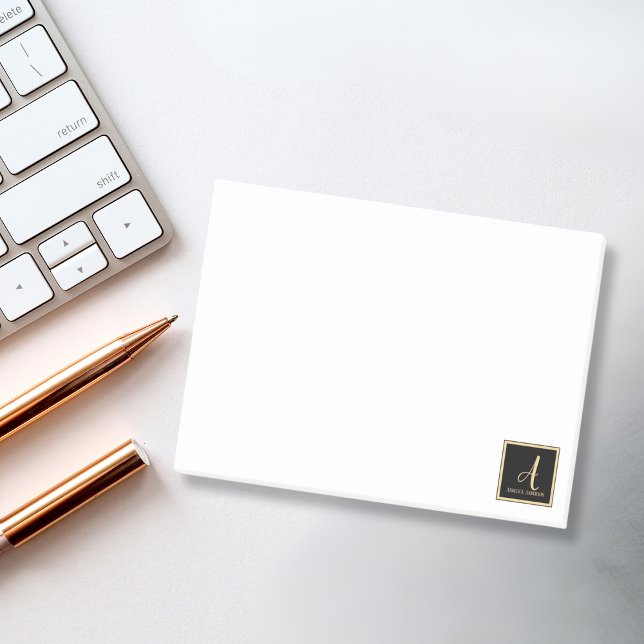 Bloco De Notas Monograma de Quadro Simples Elegante (Criador carregado)