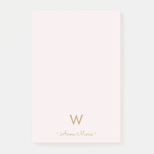 Bloco De Notas Monograma de Script Dourado Cor-de-rosa-Blush Mode