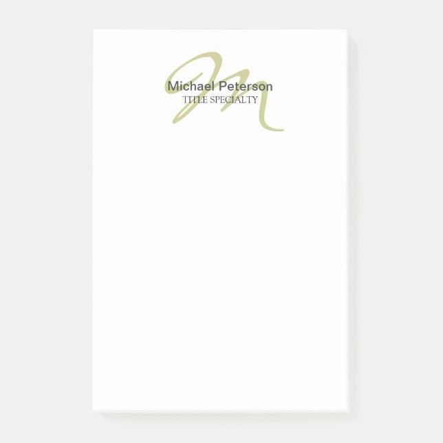 Bloco De Notas Monograma de Script Sofisticado Moderno Inicial (Frente)