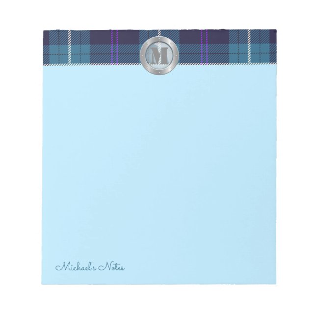 Bloco De Notas Monograma de Siderurgia Metálica de Tartan com Xad (Frente)