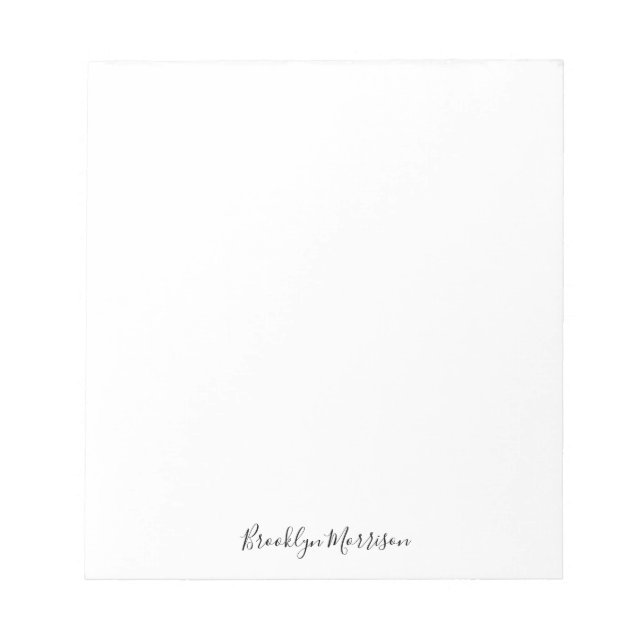 Bloco De Notas monograma de texto do nome do script personalizado (Frente)