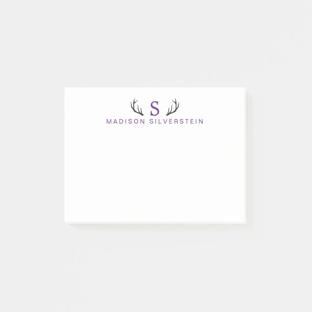 Bloco De Notas Monograma de Veados Clássicos (Frente)