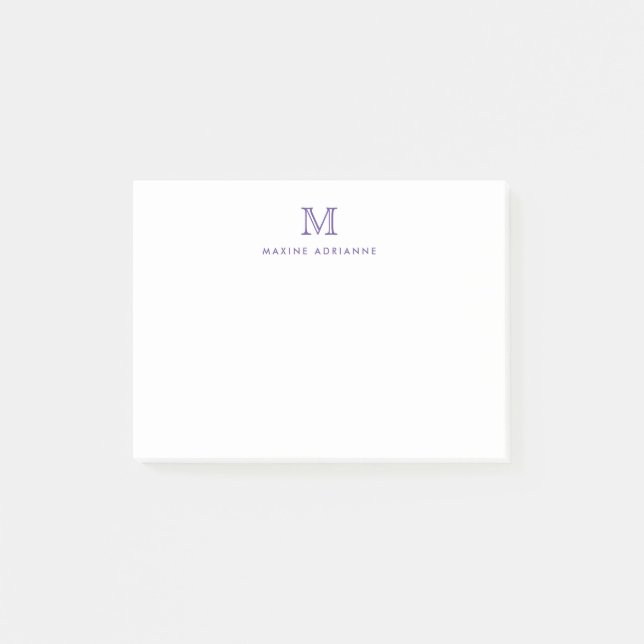 Bloco De Notas Monograma de Violeta Roxo Roxo Moderno (Frente)