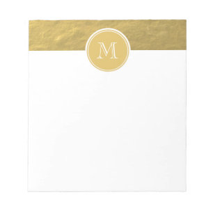 Bloco De Notas Monograma do fundo da folha Dourado do encanto