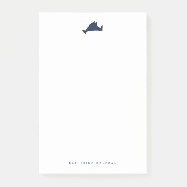 Bloco De Notas Monograma do Mapa do Vineyard marinho Blue Marthas (Frente)