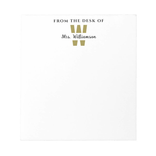 Bloco De Notas Monograma Do Nome Personalizado Do Professor A Par (Frente)