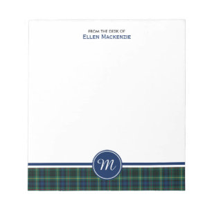 Bloco De Notas Monograma do Tartan da caça de Stewart do clã