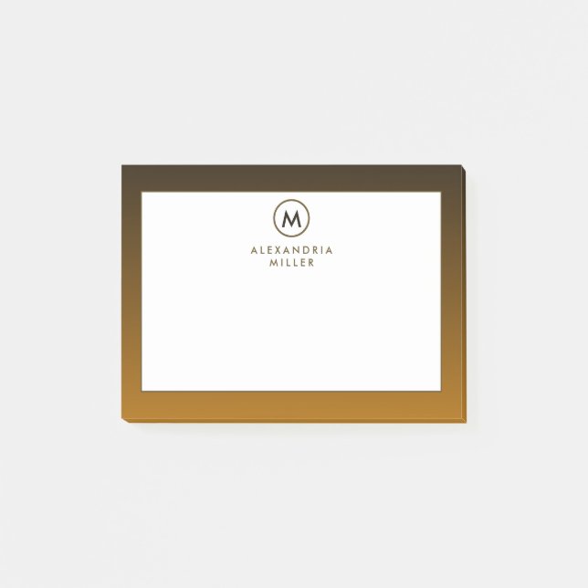 Bloco De Notas Monograma Dourado com luxo mínimo escovado (Frente)