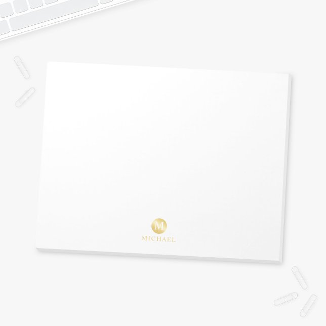 Bloco De Notas Monograma Dourado e branco de luxo (Criador carregado)