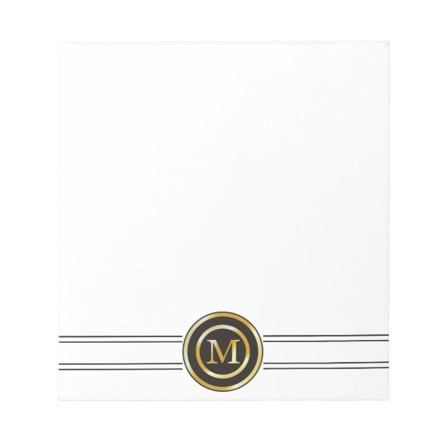 Bloco De Notas Monograma Dourado Elegante M (Frente)