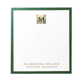 Bloco De Notas Monograma Dourado Emerald Green Personalizado
