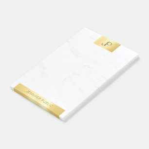 Bloco De Notas Monograma Dourado Marble Modern Modelo Elegante