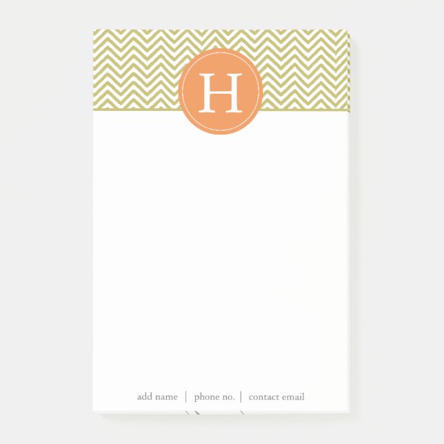 Bloco De Notas Monograma Dourado Metálico Chevron2 (Frente)