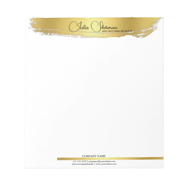 Bloco De Notas Monograma Dourado Preto Chique Moderno Script Mini (Frente)