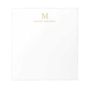Bloco De Notas Monograma Dourado Simples Moderno, Faux, Inicial
