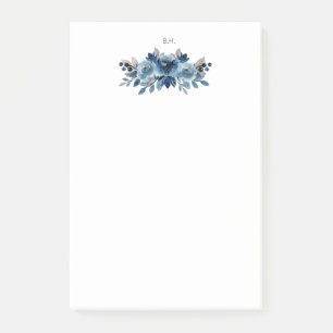 Bloco De Notas Monograma Dusty Blue e Marinho Floral