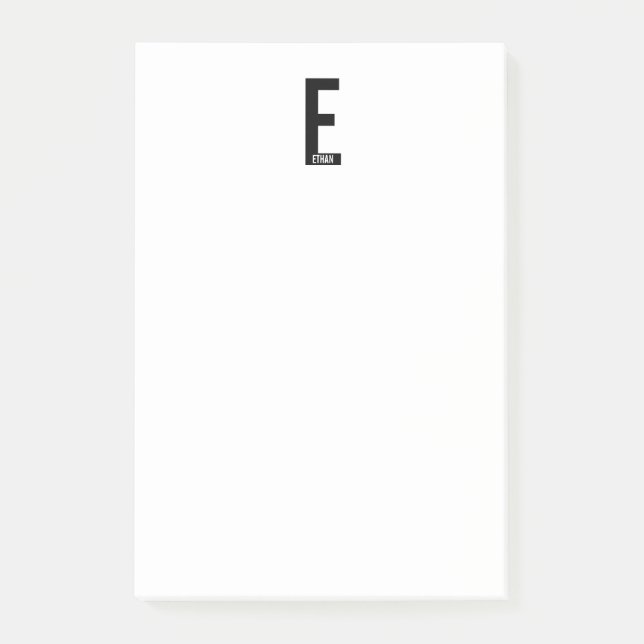 Bloco De Notas Monograma e Nome de Negrito Personalizado Moderno (Frente)