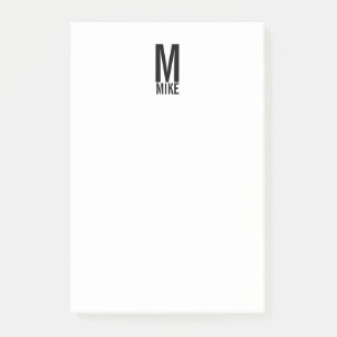 Bloco De Notas Monograma e Nome de Negrito Personalizado Moderno