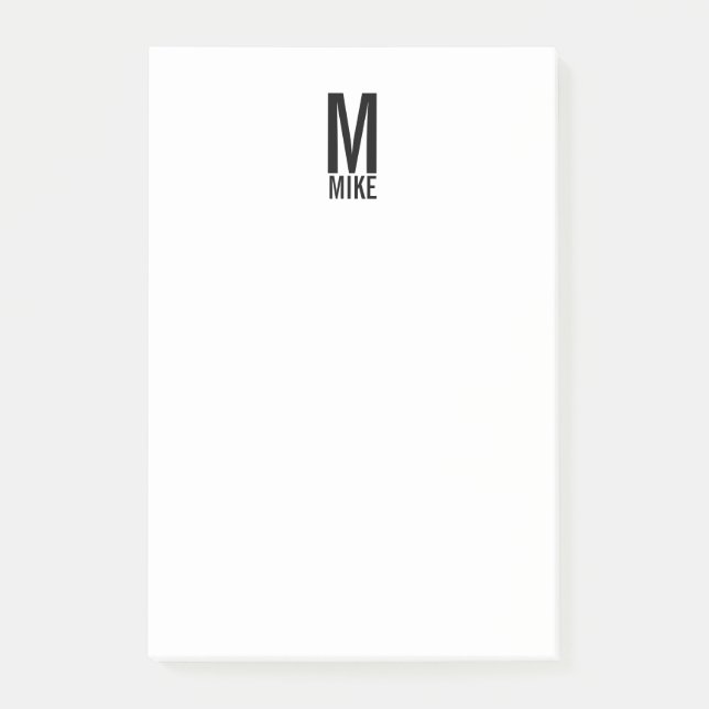 Bloco De Notas Monograma e Nome de Negrito Personalizado Moderno (Frente)