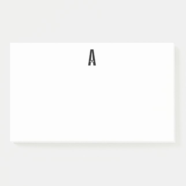 Bloco De Notas Monograma e Nome de Negrito Personalizado Moderno (Frente)