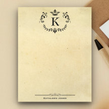 Monograma e Nome Elegantes | Papel Vintage Persona