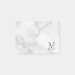 Bloco De Notas Monograma e Nome Personalizados do Marble Branco