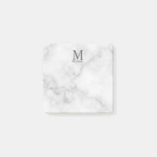 Bloco De Notas Monograma e Nome Personalizados do Marble Branco