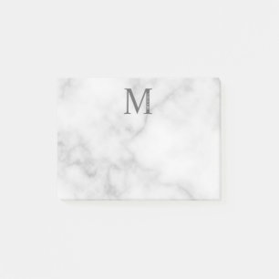 Bloco De Notas Monograma e Nome Personalizados do Marble Branco