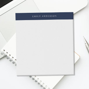 Bloco De Notas Monograma Elegante Azul Marinho Minimalista