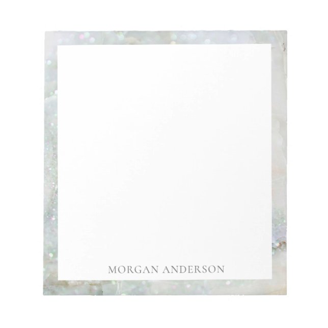 Bloco De Notas monograma elegante com brilho azul (Frente)