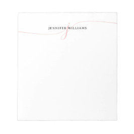 Bloco De Notas Monograma Elegante de Script Rosa Espelho Minimali