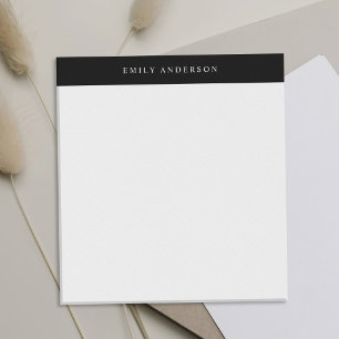 Bloco De Notas Monograma Elegante Preto e Branco Minimalista