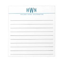 Bloco De Notas Monograma Em Relevo Profissional Masculino Azul Li