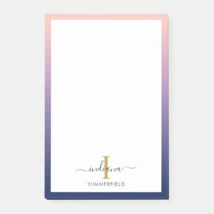 Bloco De Notas Monograma Escuro Elegante Inicial Ombro Roxo