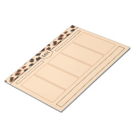Bloco De Notas Monograma Estampa de Leopardo Moderno Preto Marrom