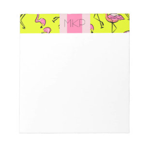 Bloco de Notas Monograma Flamingo Rosa