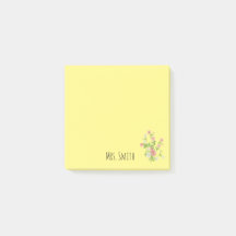 Monograma floral amarelo com o nome da professora