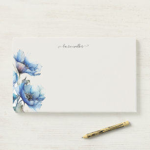 Bloco De Notas Monograma Floral Azul